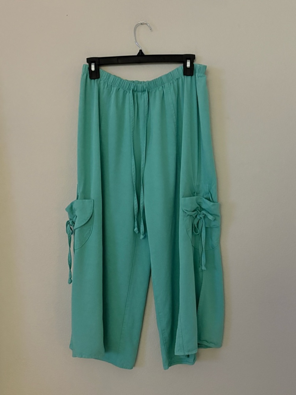 Caribe C288 Mint Cargo Wide Leg Pants Drawstring Resort Vacation Y2K Size S